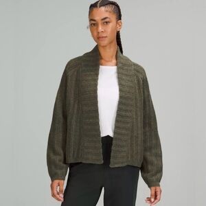 Lululemon Twin Rib Wrap Cardigan Sweater Heather Dark Olive Green size Large